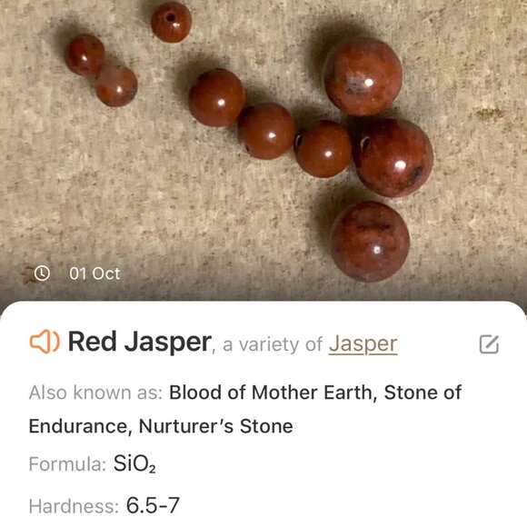 Genuine Red Jasper Short Necklace, Cute Bronze Round Mushroom + Natural Gemstone - Picture 13 of 14